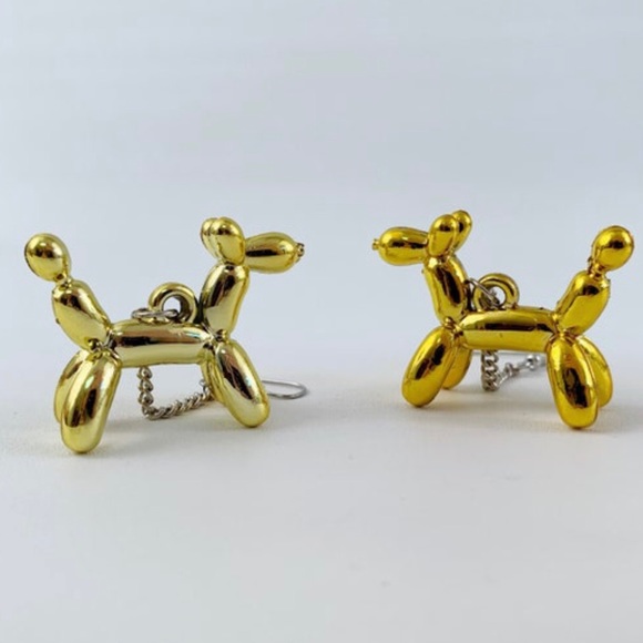 Balloon Animal Dog Dangle Pierced Earrings - Picture 3 of 7